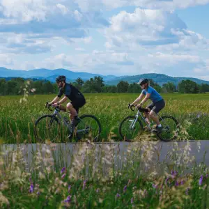 Biking through the Lake Champlain Region.