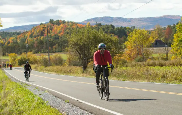 Biking in the fall.