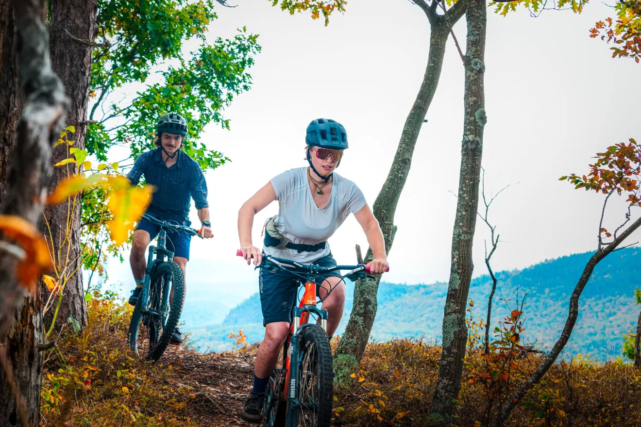 Mountain biking in the fall.
