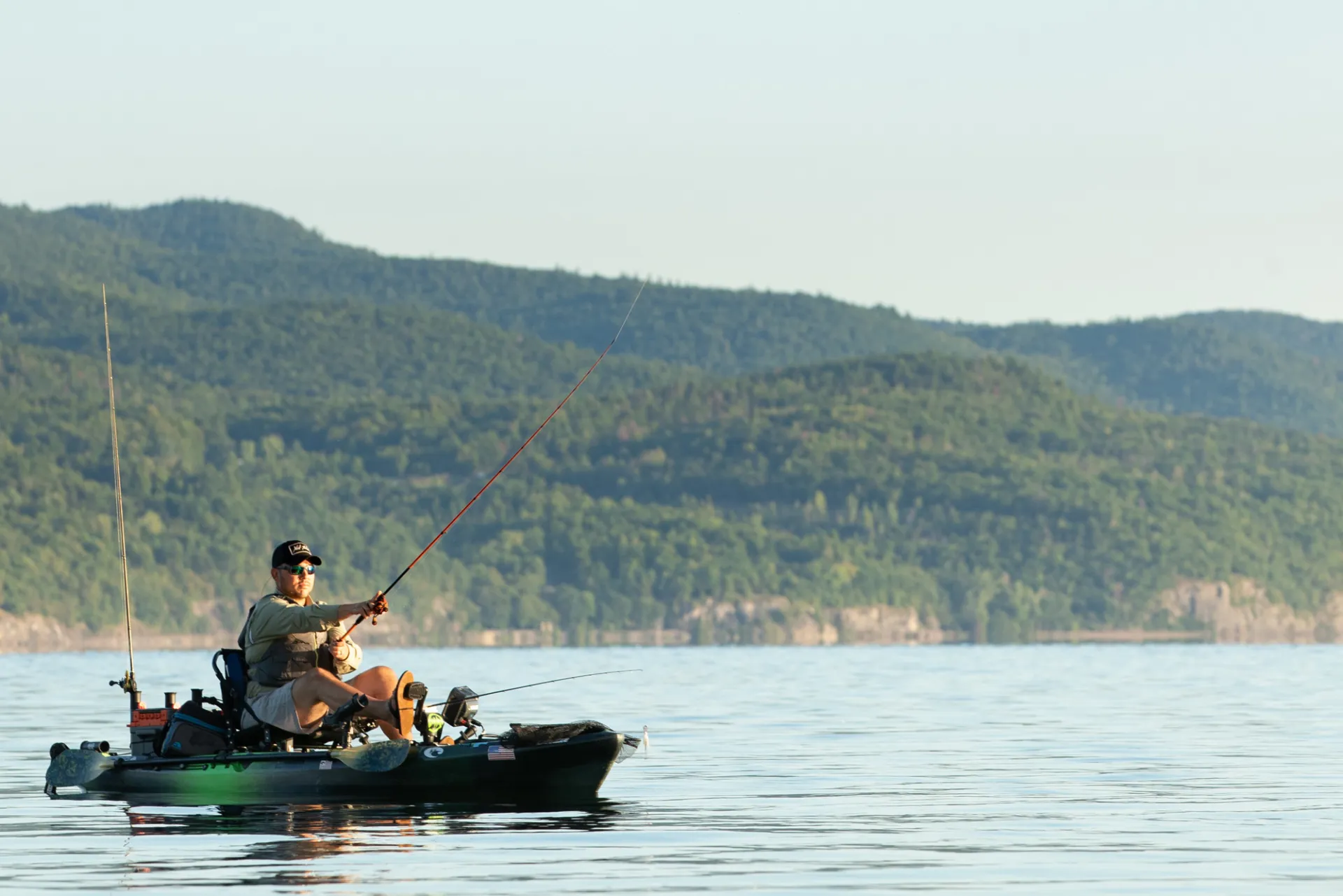 Person kayak fishing