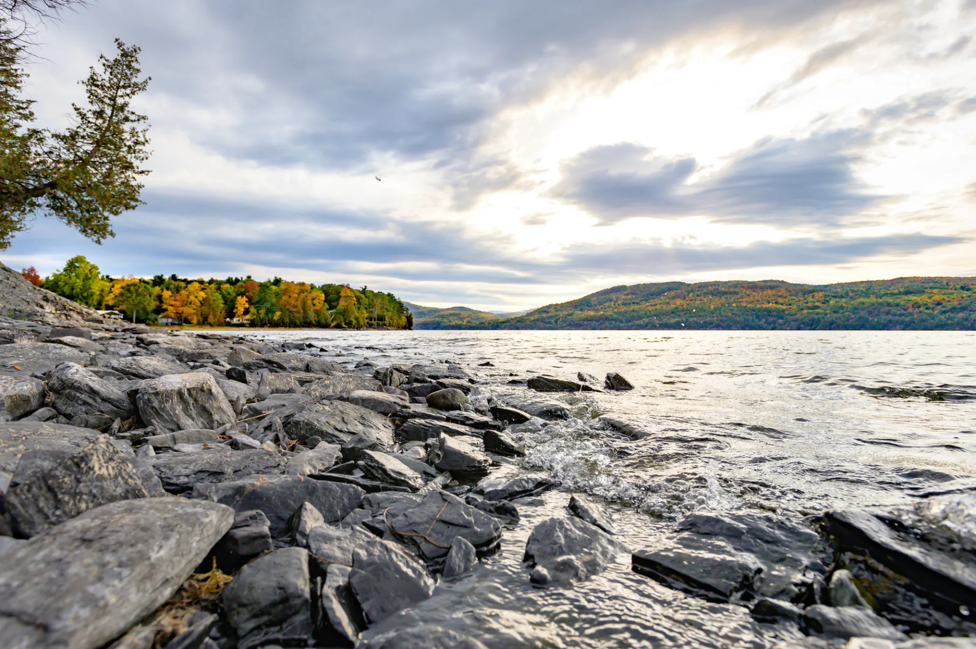 Views of Lake Champlain in the fall.