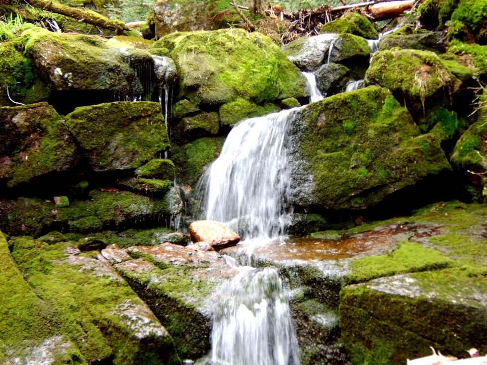 A small water cascade over rocks