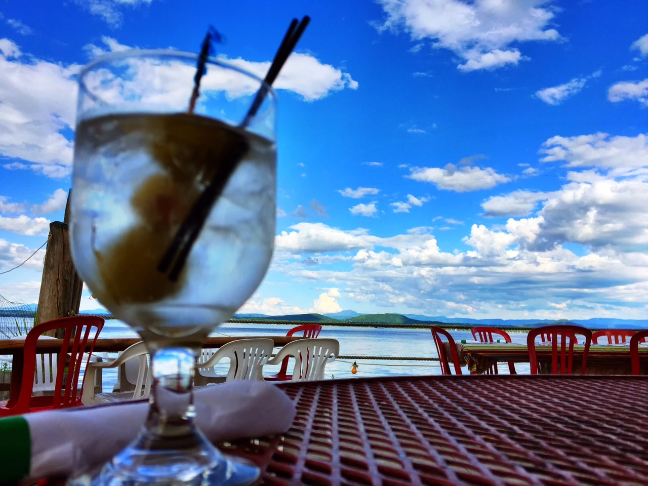 beverage on deck of the Old Dock