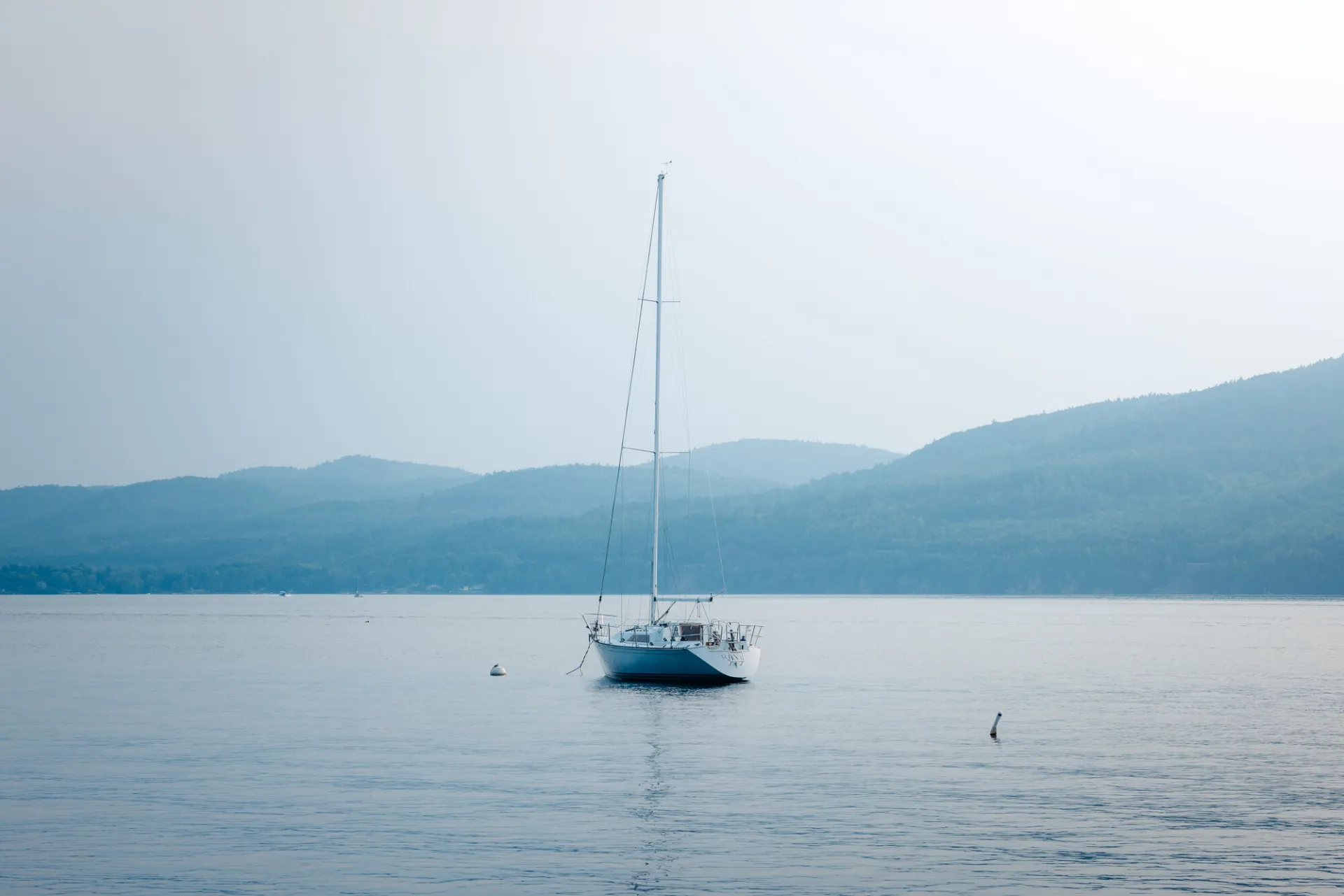 A sailboat on Lake Champlain.