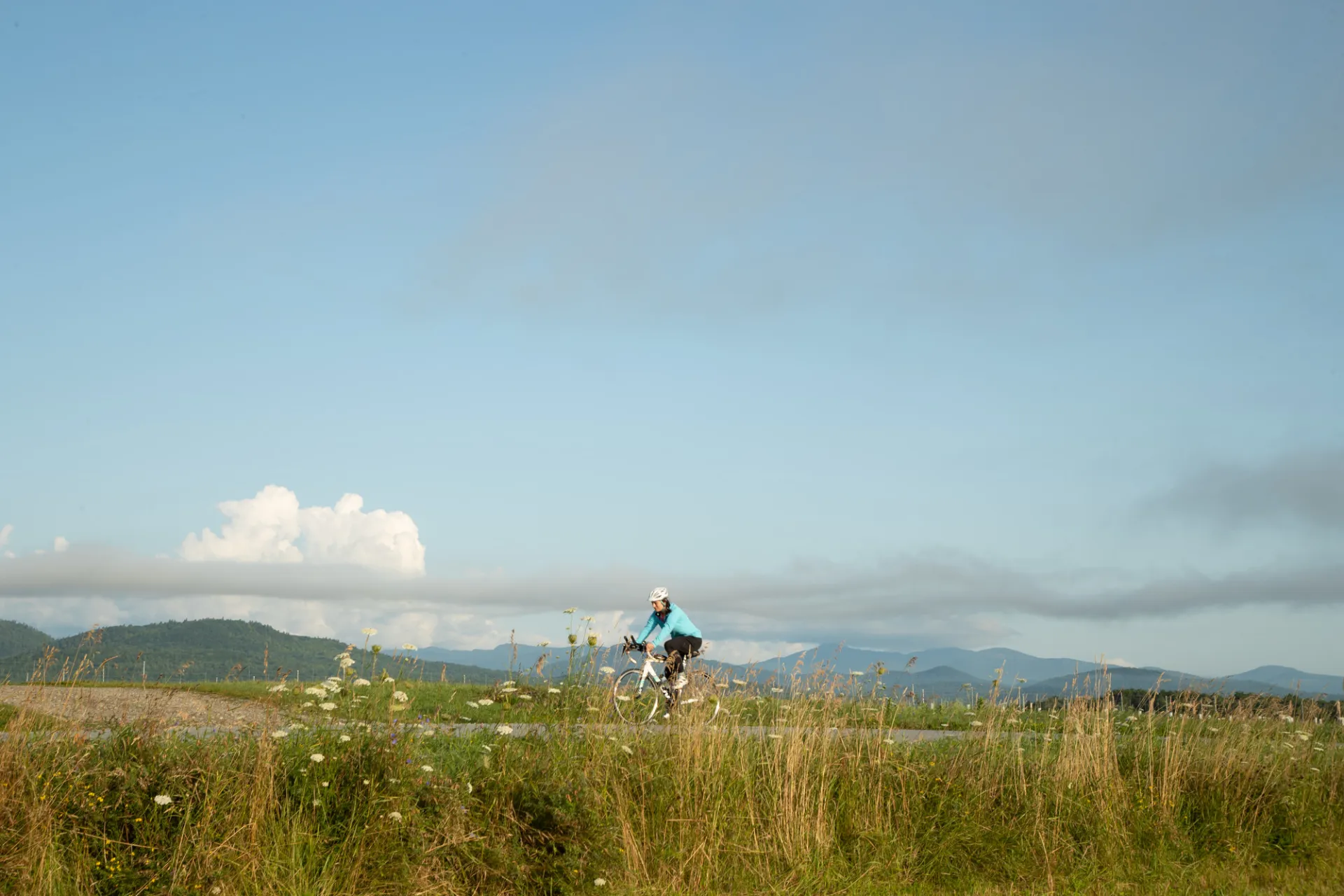 Biking in Westport in the summer.