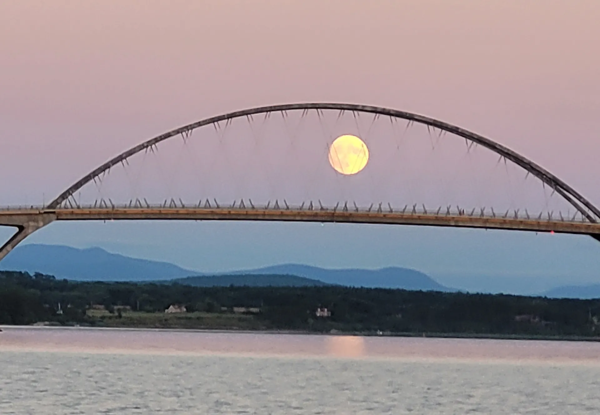 Moon over lake