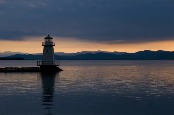 A lighthouse on Lake Champlain.