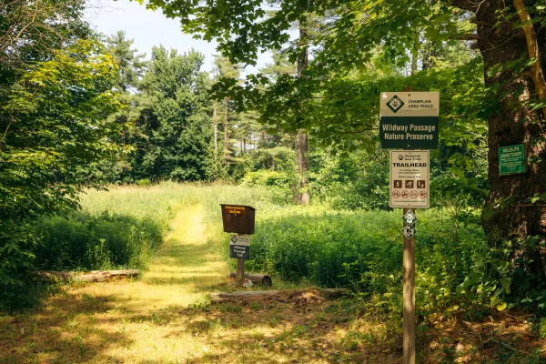 A trailhead register and signage
