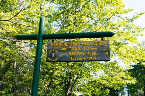 A sign for Belfry Mountain