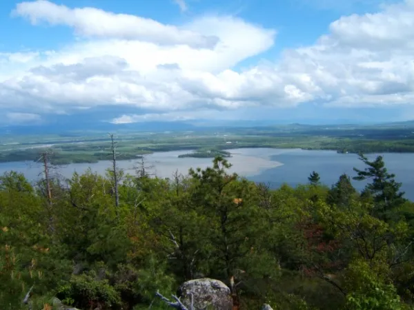 View of Lake Champlain from Split Rock Mountain Loop.