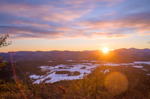 A summit sunset in the winter