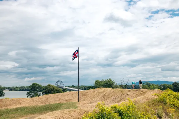 bridge and flag