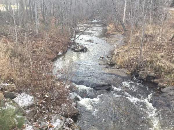 Mill Brook runs alongside the road during the first half of the route.