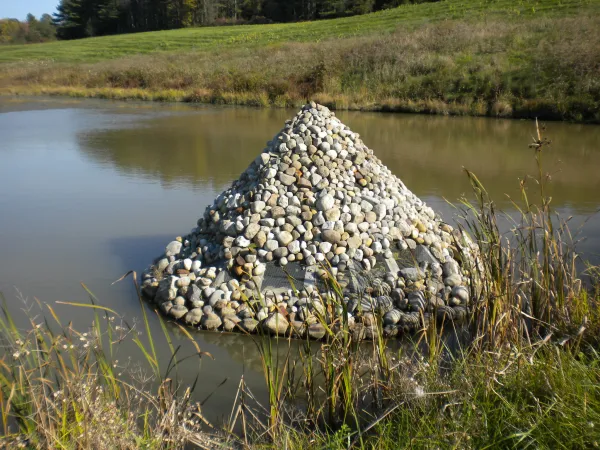 A curated conical stack of rocks