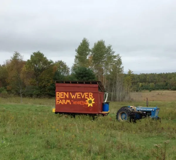 Farm sign and tractor