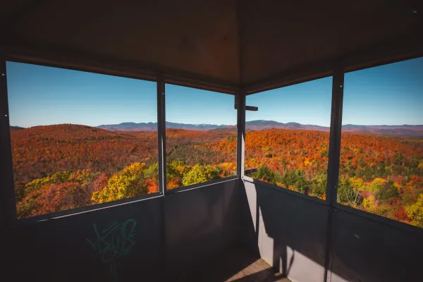 Belfry fire tower view in the fall