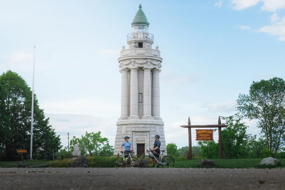 Biking to a lighthouse.