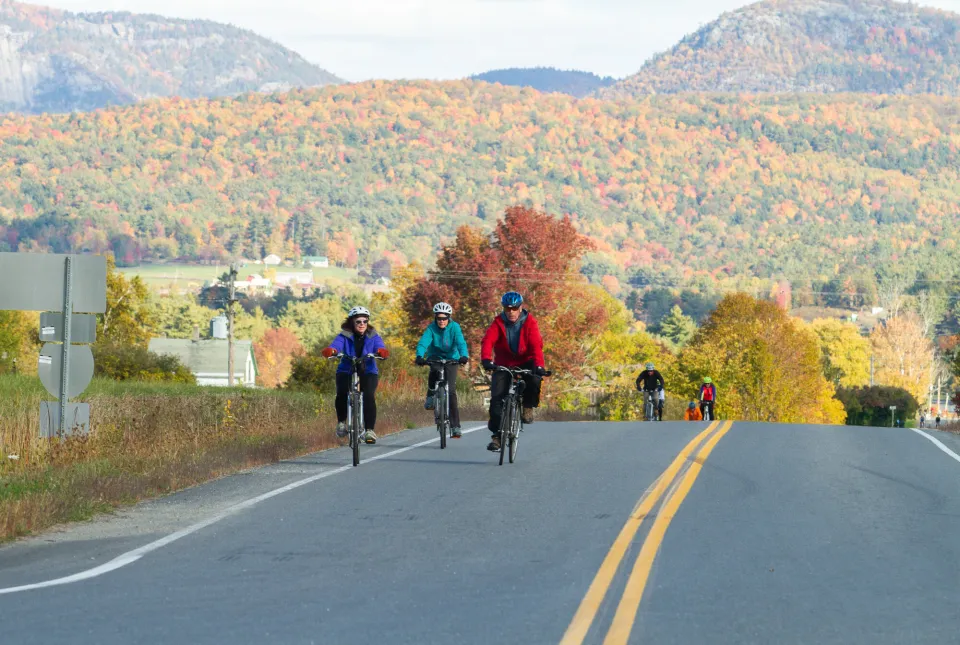 Biking in the fall.