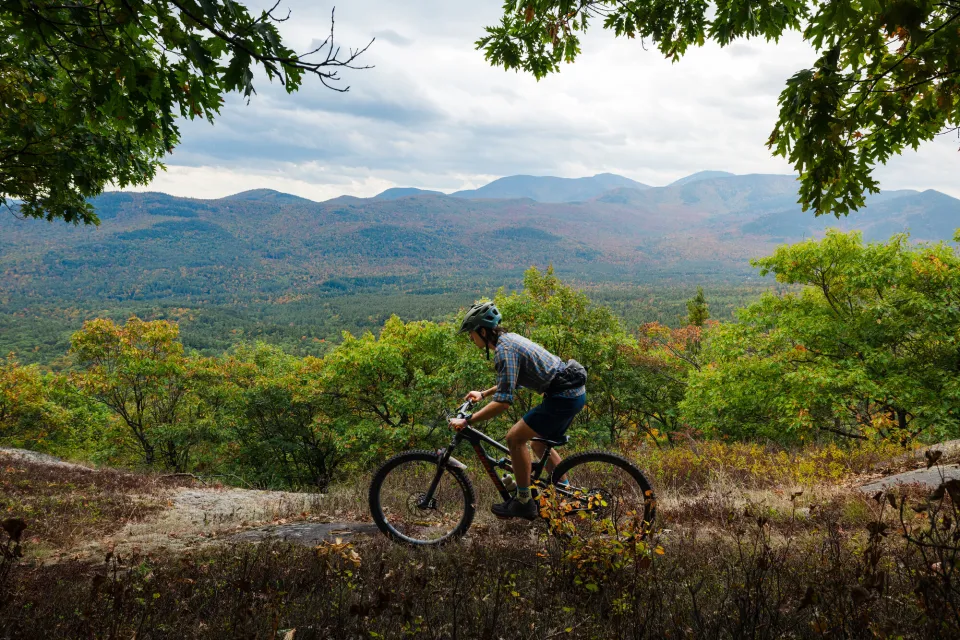 Biking in the fall.