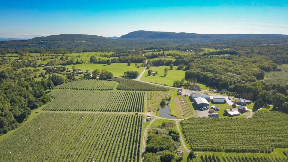 A field filled with farms.