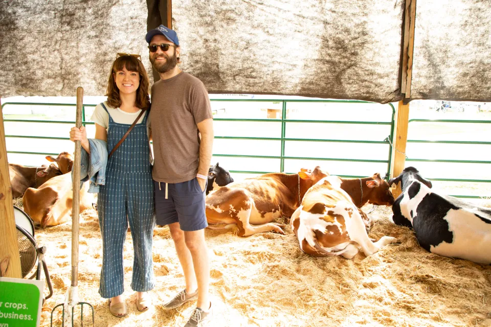A couple at a farm.